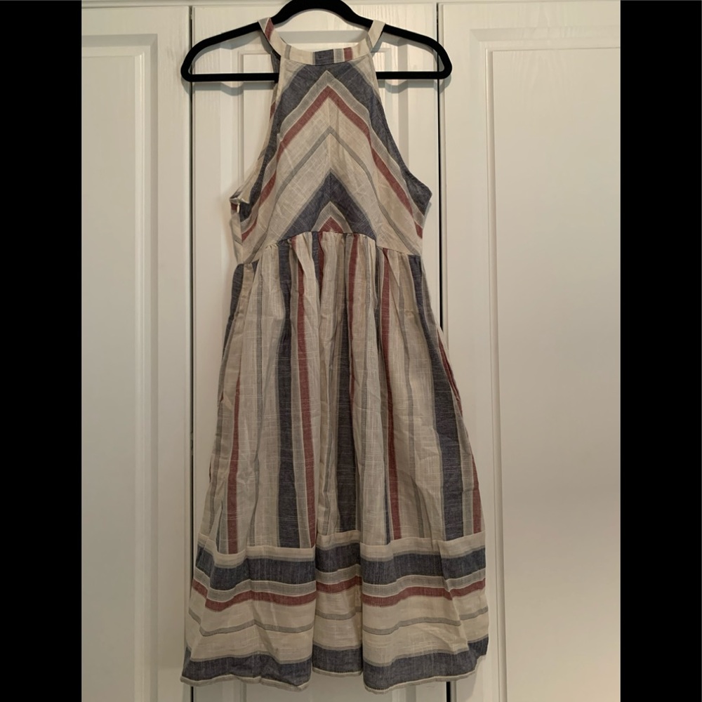 Red white and blue striped halter dress